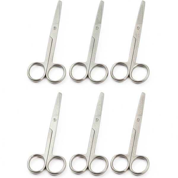 WellnessD'Light - Lot of 6 Pcs Nursing Operating/Dressing Scissors Sharp/Blunt 5 1/2 inches Straight, Stainless Steel-0