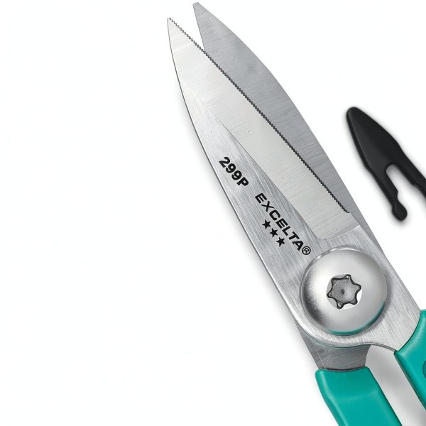 Excelta Kevlar Cutting Scissors, 5.5" Stainless Steel Blades, 1.75" Straight Blade Length, Serrated Edge, Comfort Molded Handles, Professional-1