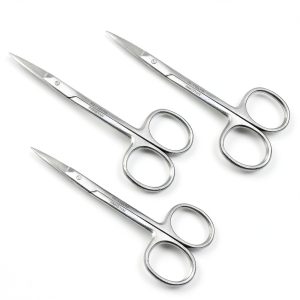 Cynamed Iris Micro Dissecting Precision Lab Scissors, Fine Point Straight - Perfect for Doctors, Nurses, EMS, Students, Education & Training and More (Pack of 3)-0